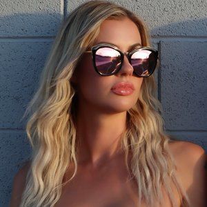 NOT YOUR TYPE Women's Cat Eye Sunglasses, Black Frame and Multi Color Lens